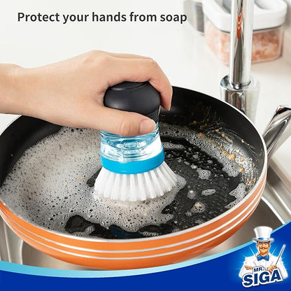 MR.SIGA Soap Dispensing Palm Brush, Kitchen Brush