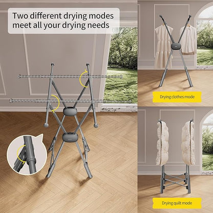 BIREN Clothes Drying Rack Heavy Duty Clothing Racks Foldable Laundry Rack Two