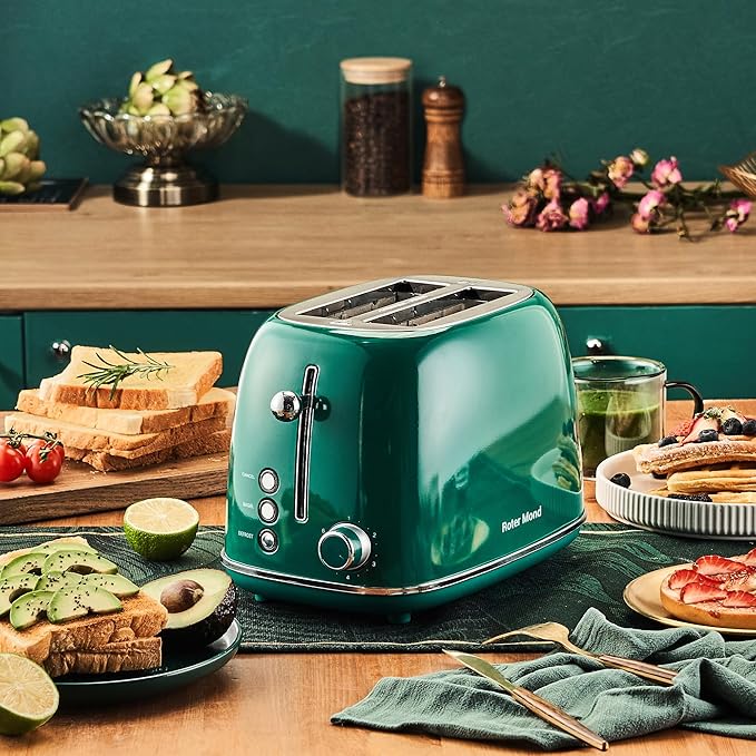 Roter Mond 2 Slice Toaster Retro Stainless Steel