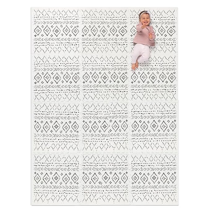 Lillefolk Baby Play Mat for Floor – 6x8ft Boho | Soft Non Toxic Premium EVA Foam Tiles for Tummy Time, Crawling & Playroom – Waterproof Interlocking Floor Mat for Babies & Toddlers (12 Tiles)