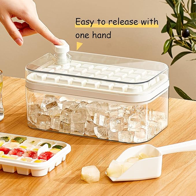 Ice Cube Tray with Lid and Bin, 2 Pack