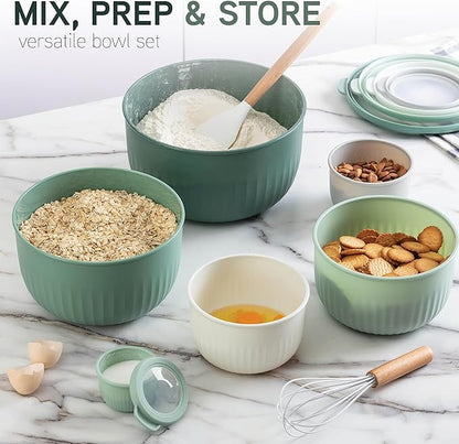COOK WITH COLOR Prep Bowls with Lids- Wide and Deep Nesting Plastic Small