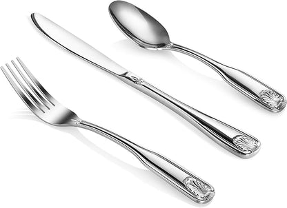 New Star Foodservice 58901 Shell Pattern, 18/0 Stainless Steel, 36 piece Flatware Set