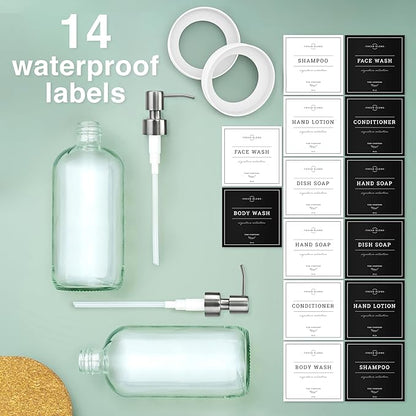 Vine Creations Clear Glass Soap Dispenser, 2 Pack Kitchen Soap Dispenser Set