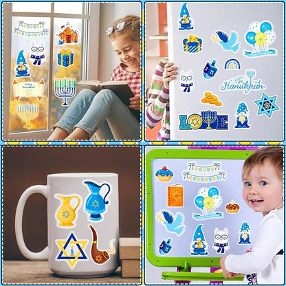 MARFOREVER 25 Pieces Hanukkah Window Gel Clings, Reusable Thick Chanukah Window Clings Decals for Chanukah Theme Party Favors Classroom School Office Wall Glass Decoration