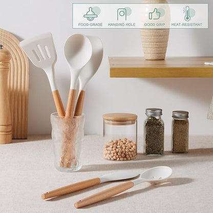 E-far Silicone Cooking Utensils Set, 446℉ Heat Resistant 10PCS Kitchen Utensils