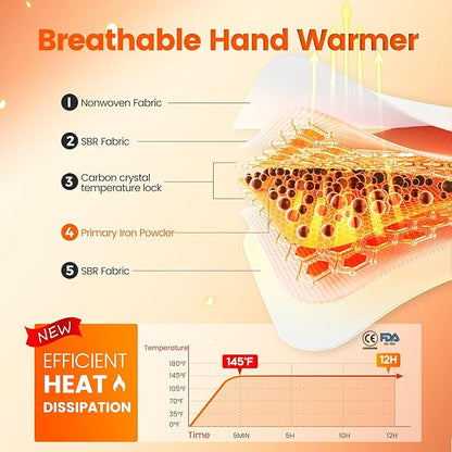 Hand Warmers Disposable 500/375/240/125/90/55/30 Pcs, Long-Lasting Up to 12 Hours for Warm Body, Safe Portable Hand Warmers for Camping, Fishing, Winter for Women Men Mom Dad