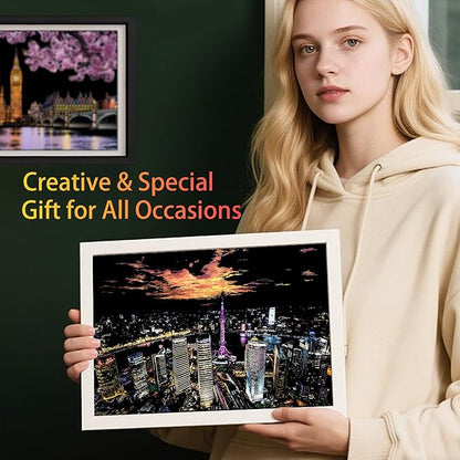 Scratch Art Book for Adults,Scratch Painting Foil for Adults，Scratch and Sketch City Landmarks Books,Colorful City Series Scratch Art 12 Pas by Iskueal(Milan Cathedral)