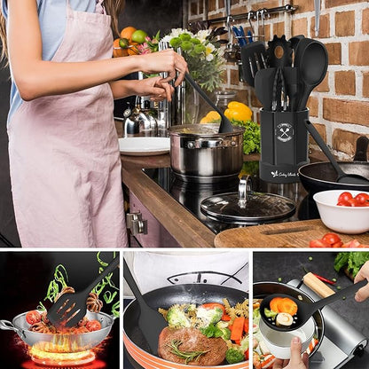 Silicone Kitchen Utensils Set, 16-Piece Silicone Cooking Utensils by Deedro