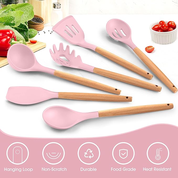 E-far Cooking Utensils Set of 6, Silicone Kitchen Utensils