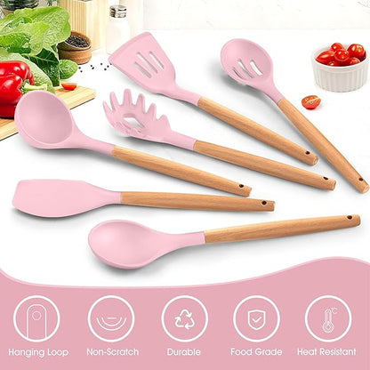 E-far Cooking Utensils Set of 6, Silicone Kitchen Utensils