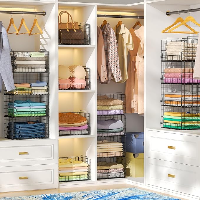 4-Tier Stackable Closet Organizers and Storage Basket