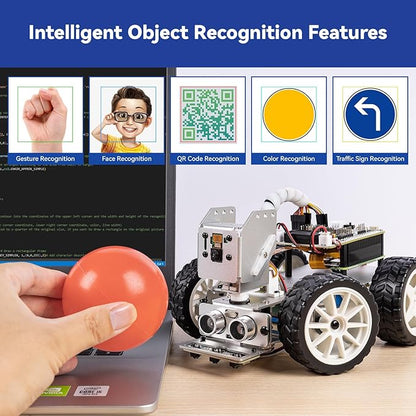 SunFounder PiCar-X AI Video Robot Car Kit with Raspberry Pi Zero 2 W+32G TF Card, ChatGPT-4o Enabled with Video Recognition, Python, Scratch, Camera, Mic, Rechargeable Batterry