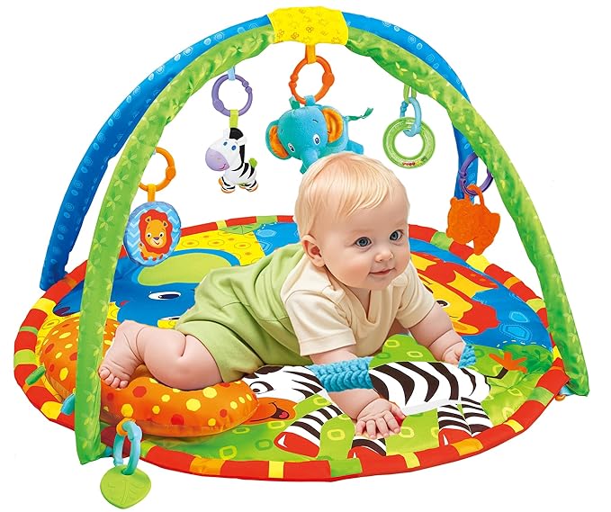 Baby Toddler Fold Acctivity Gyms Play Mats Colorful Baby Play Pad with Animal Toys, Lion