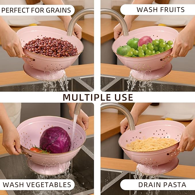 Metal Colander Set of 2, Strainer Basket