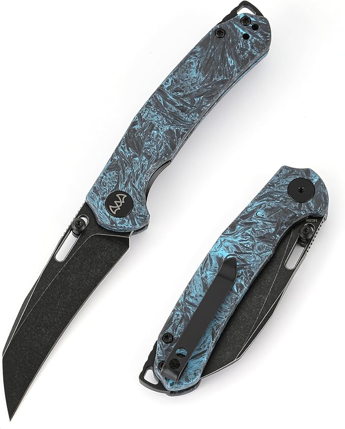 Folding Pocket Knife, 3.1" Stonewash Blade EDC Knife with Safety Liner Lock, Small Pocket Knife with Clip for Men, Sharp Camping Hiking Hunting Survival Knives