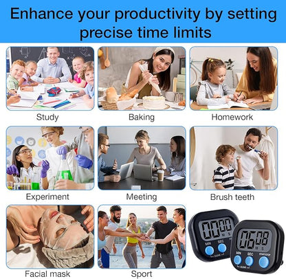 Leumoi 24 Pcs Digital Kitchen Timers Magnetic Back Timers Bulk Large Screen