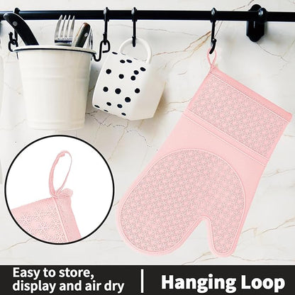 Hovico Silicone Oven Mitts, Heat Resistant 500F Kitchen Mitts 2PCS, 11.6"