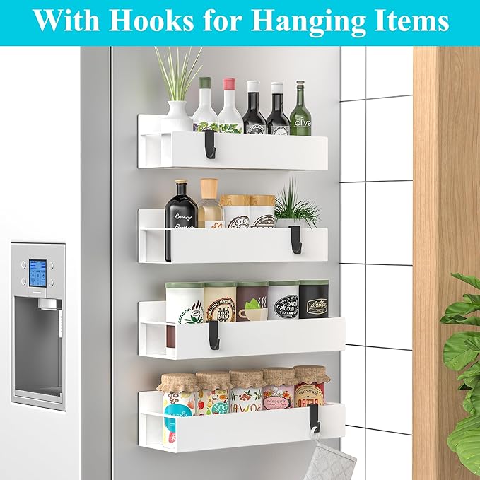 HuggieGems 4 Pack Magnetic Spice Storage Rack Organizer