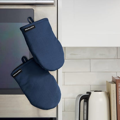 KITCHENAID Gourmet Series Gridlines Mini Oven Mitts 2-Pack Set, Heat Resistant