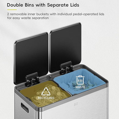 EKO EcoCasa Plus 2 x 10.6 Gal Dual Recycling Trash Can