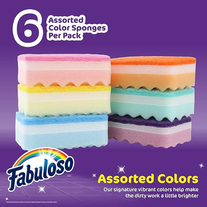 Fabuloso Scratch-Free Kitchen Dish Sponges, Rainbow Cellulose Scrubber Sponge