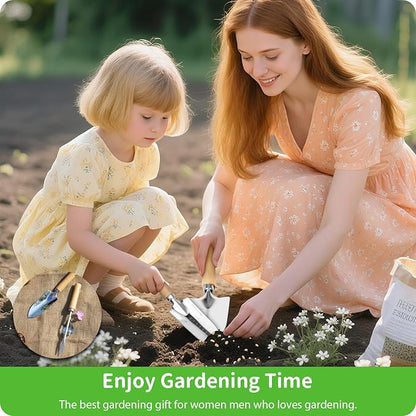 Garden Tool Set, 2 Pieces Stainless Steel Heavy Duty Garden Tools, Garden Kit with Ergonomic Wooden Handle, Durable Garden Tools for Gardening, Gardening Gifts for Women