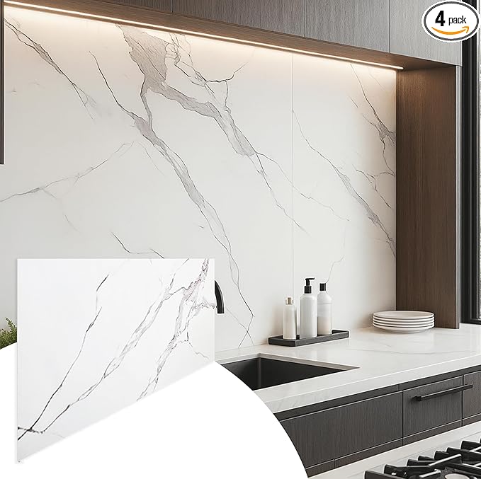 Dundee Deco Faux Marble Wall Panels - 2 ft X 4 ft - Glossy