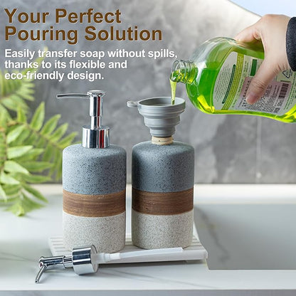 Ceramic Soap Dispenser Set – Hand Soap, Dish Soap, Shampoo & Shower Soap