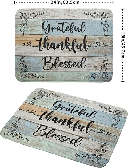 Rustic Wood Dish Drying Mat 18x24 Inch Grateful Thankful Blessed Kitchen