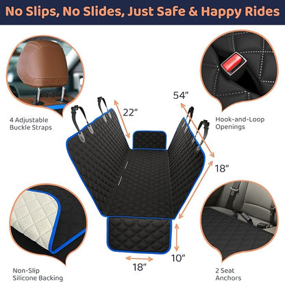 Petloox Dog Car Seat Cover for Back Seat, Waterproof Hammock for Car, SUV & Truck, Non-Slip Backseat Cover for Dogs, Heavy-Duty Dog Hammock Style Seat Protector Pets, Easy to Install & Clean