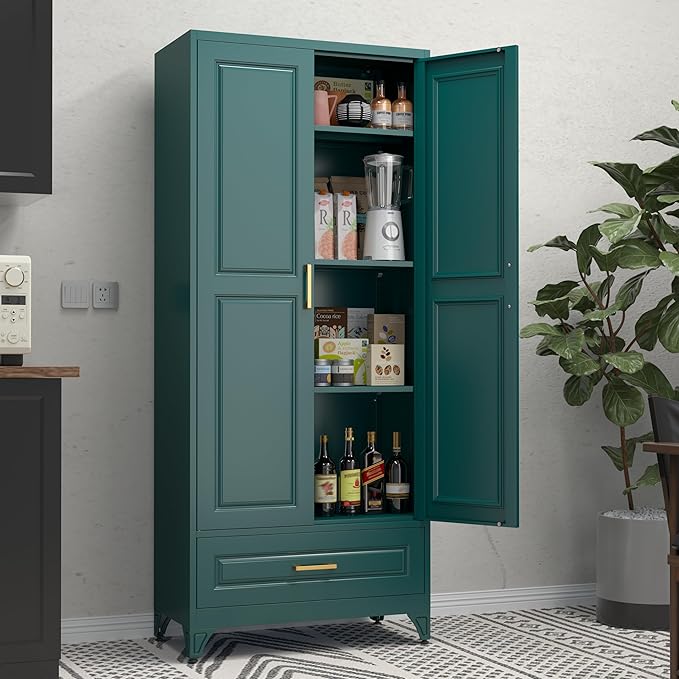 75" Tall Metal Storage Cabinet, Kitchen Pantry Storage Cabinets