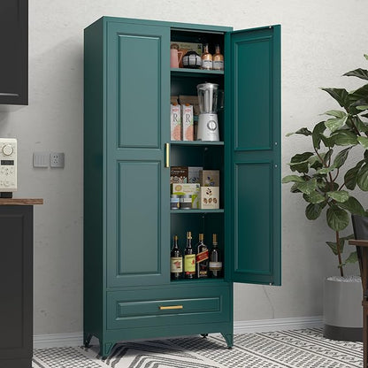 75" Tall Metal Storage Cabinet, Kitchen Pantry Storage Cabinets