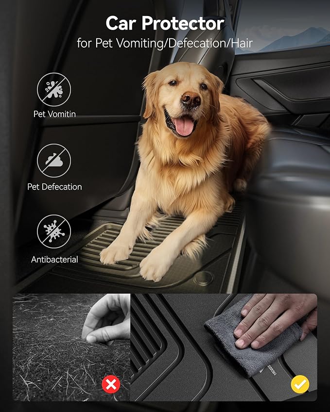 3W Floor Mats Fit for Honda Odyssey 2018-2025 2026,Mini Passenger Van, All Weather Custom Fit TPE Floor Liners 1st 2nd & 3rd Rows Car Mats Odyssey Car Accessories, Black
