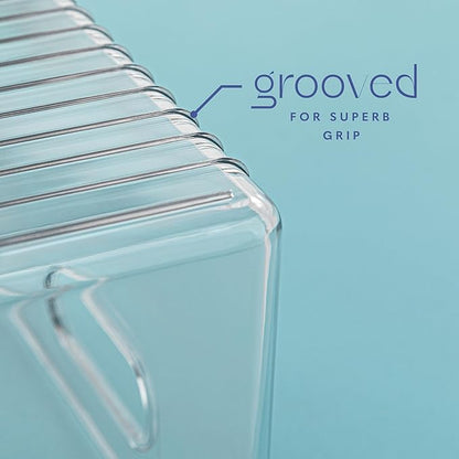 Plastic Food Storage 6 Pack Clear Container Bin with Handles for Organizing Kitchen, Pantry, Refrigerator, Freezer, Pantry, Cabinet, Closet, Bathroom. 14”x4”x4”