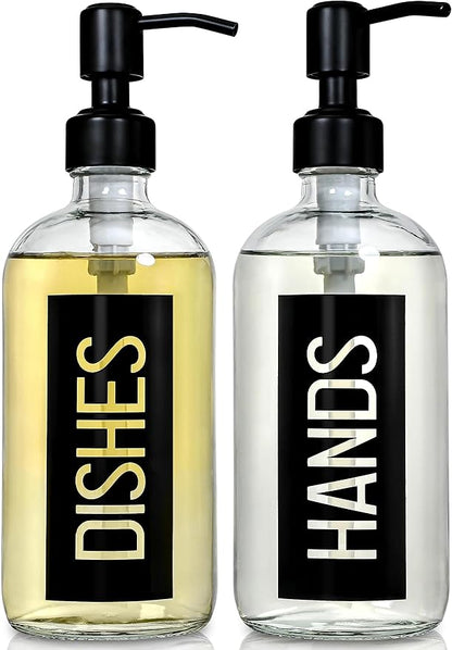 JASAI 2Pack 18OZ Glass Soap Dispenser, Kitchen Dispenser