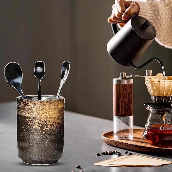 Ceramic Spoon Holder for Coffee Bar, Upright Tea Spoon Holder Cup, Coffee