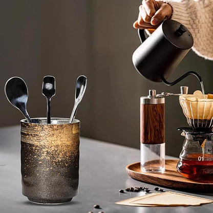 Ceramic Spoon Holder for Coffee Bar, Upright Tea Spoon Holder Cup, Coffee