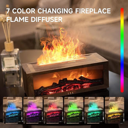 Fireplace Flame Air Diffuser Humidifier, 7 Colors Aromatherapy Essential Oil