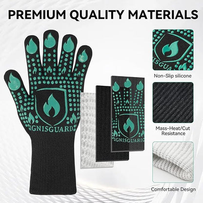 BBQ & Grill Gloves, Oven Gloves, 1472°F Silicone Oven Mitts Heat Resistant