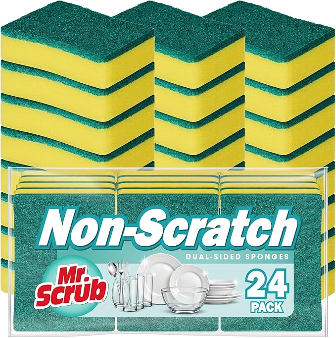 Mr. Scrub Sponges Kitchen Scrub Dish Sponge Scouring Pad, 24 Pack Cleaning