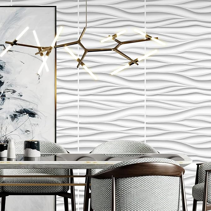STICKGOO Wave Wall Panels for Interior Wall Decor, Paintable 3D Wall Decor