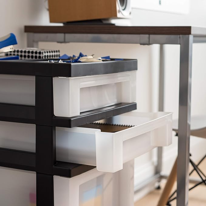 IRIS USA Plastic Drawer Storage Organizer Rolling Cart,