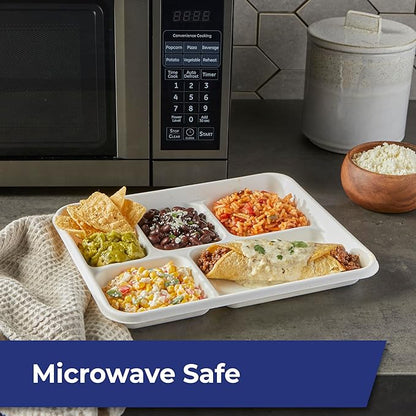 Hefty ECOSAVE Compostable 5-Compartment Paper Trays, 12 Count