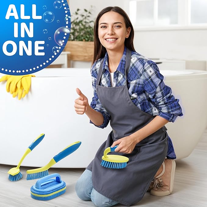 Scrub Brush Set for Bathroom Kitchen Bathtub Toilet Deep Cleaning Brush Tools