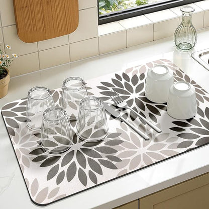 Findosom Floral Dish Drying Mat, Cuttable Drying Mat