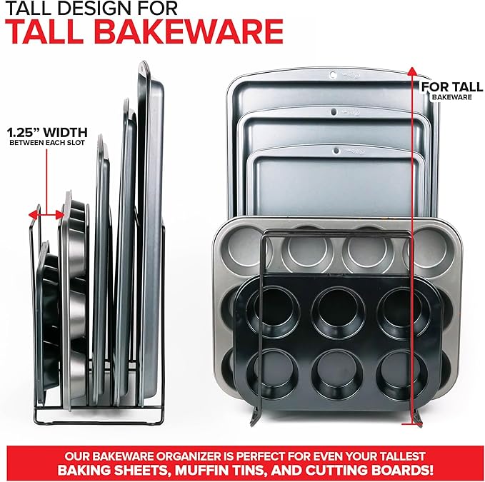 Stock Your Home Black Extra Tall Steel Baking Pan Organizer Rack