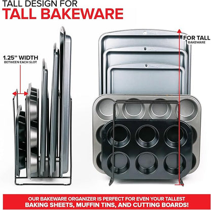 Stock Your Home Black Extra Tall Steel Baking Pan Organizer Rack