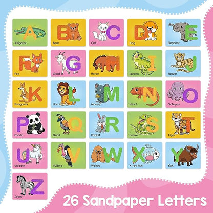 Sandpaper Letters Cards for Toddlers 3+,Word Games,Speech Therapy Toys for 3 4 5,Sensory Products, Educational Flash Cards,Learn Animals and Others