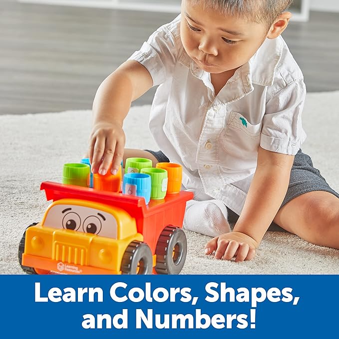 Learning Resources Tony the Peg Stacker Dump Truck - 10 Pieces, Ages 18+ months Fine Motor Skills Toy for Toddlers, Preschool Toys